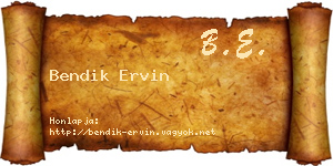 Bendik Ervin névjegykártya
