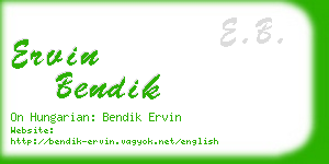 ervin bendik business card